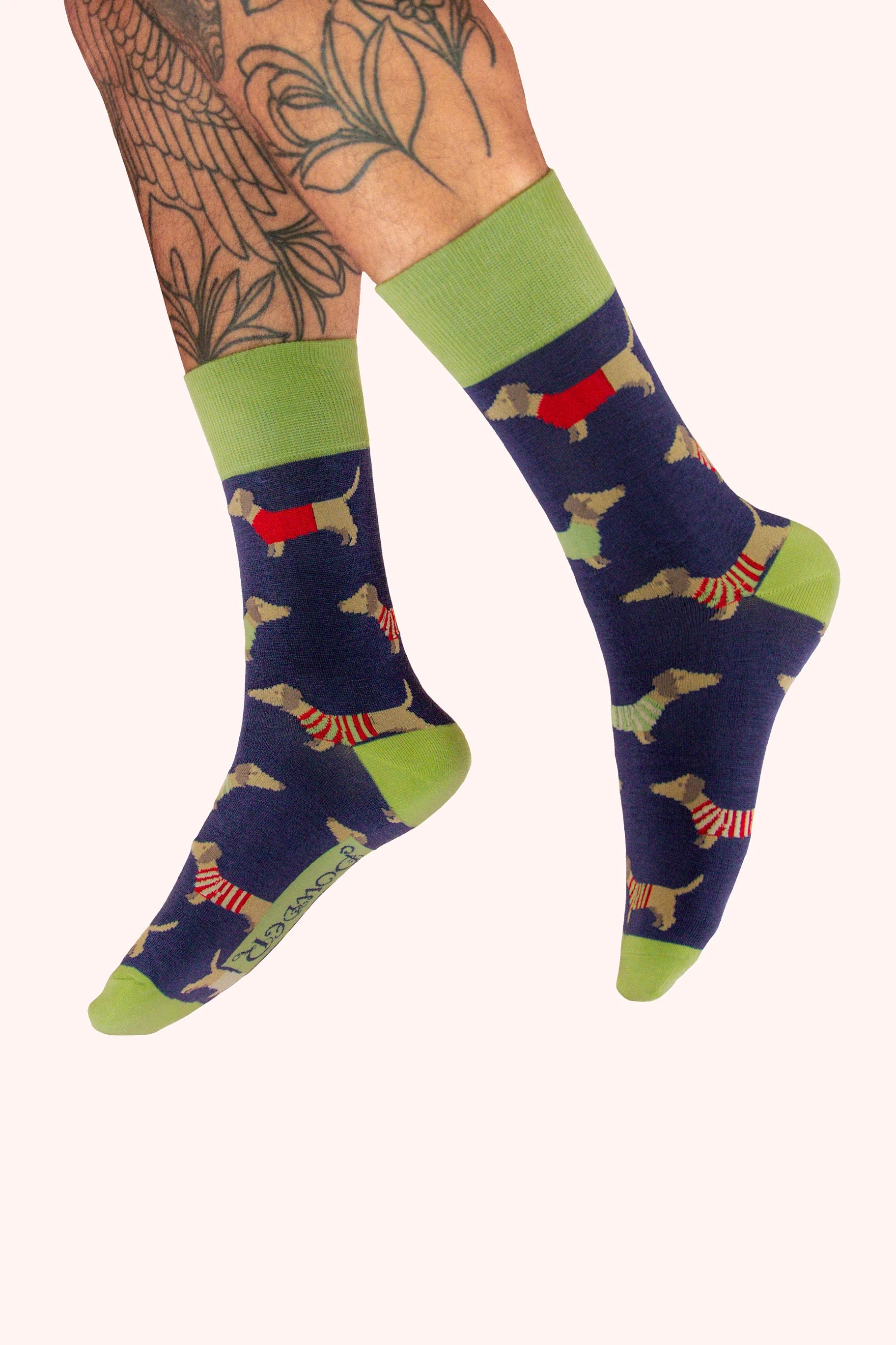 Powder MEN's Sausage Dogs Bamboo Ankle Socks - Navy
