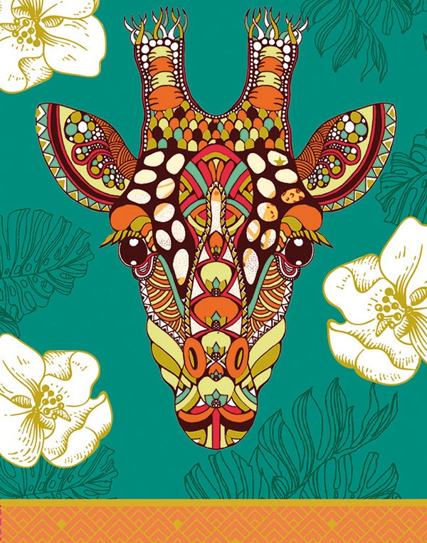 Arabesque Giraffe Head Notebook - Green/Gold