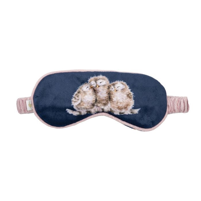 'Woodlanders' Owl & Woodland Animal Luxury Eye Mask - Navy - Wrendale Designs