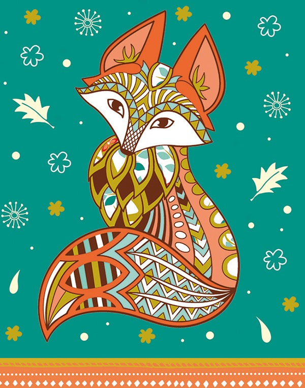 Arabesque Fox Notebook - Green/Gold