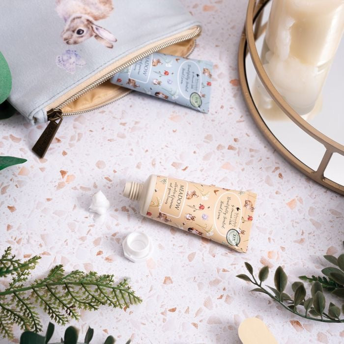 'Meadow' Rabbit & Fox Mini Hand Cream Gift Set in Velvet Pouch - Wrendale Designs (Blue)