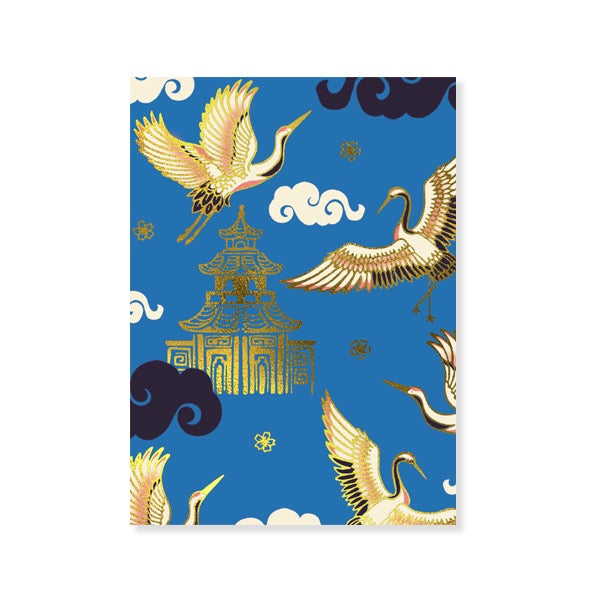 Oriental Blue Crane Handbag Purse Pad with Pen