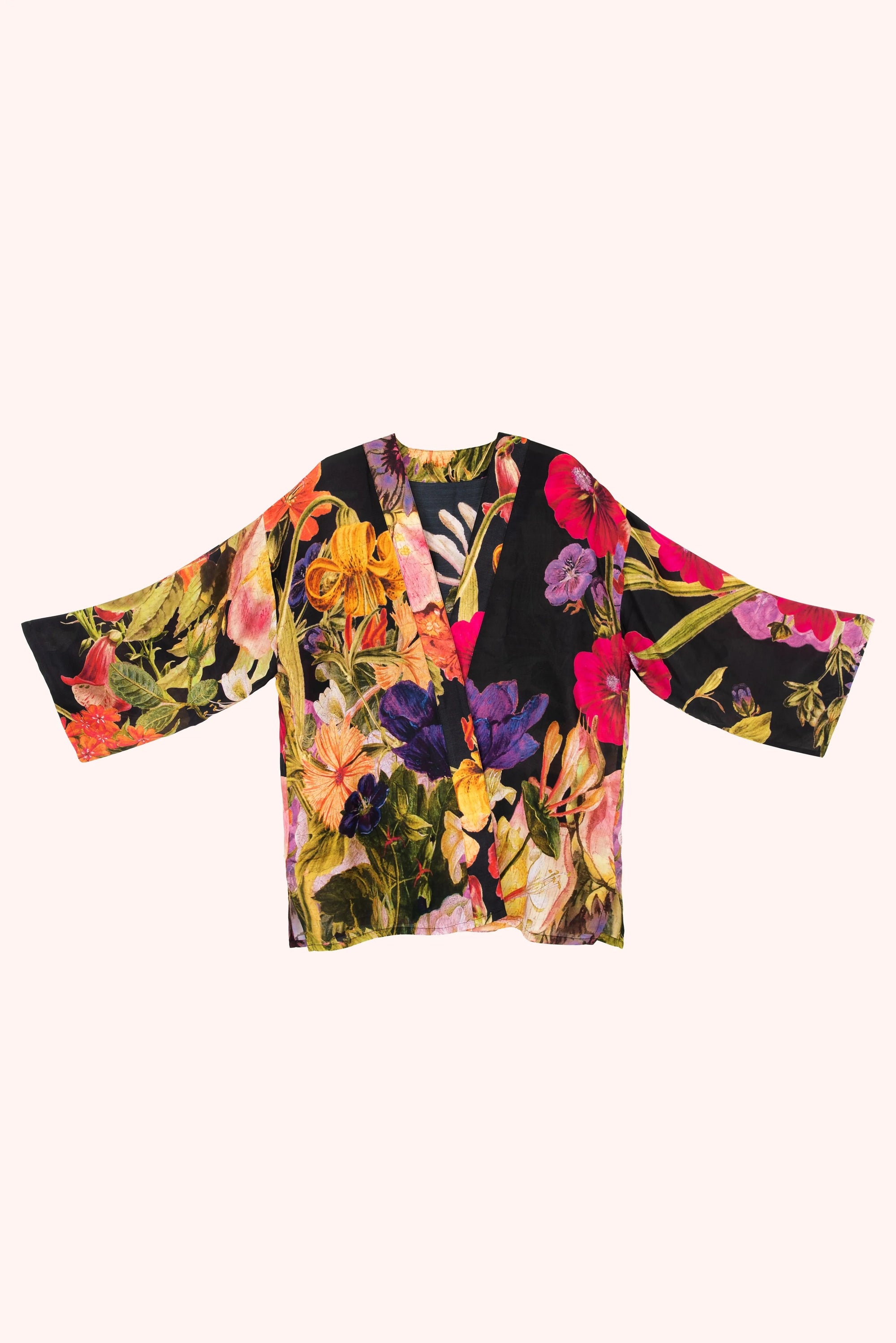 Powder Midnight Posy Mid-Length Kimono - Midnight