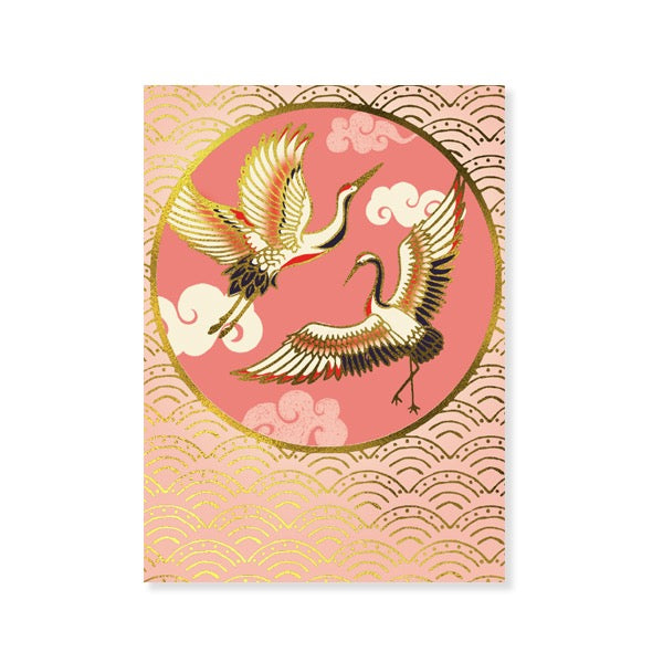 Oriental Pink Cranes Handbag Purse Pad with Pen