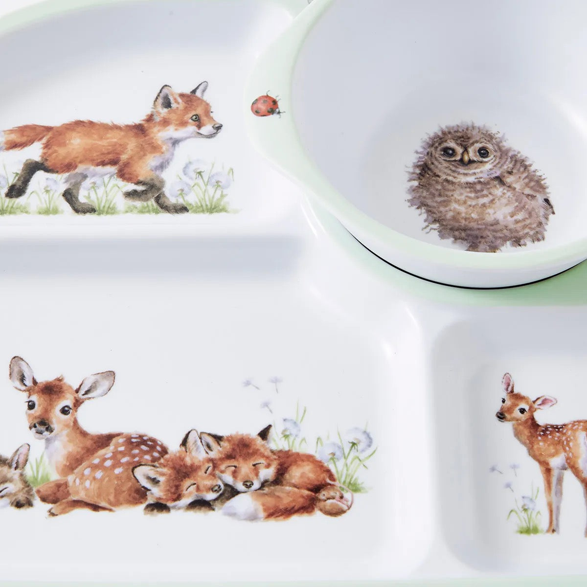 Wrendale - The Little Wren 2 Piece Melamine Divided Plate & Bowl Set