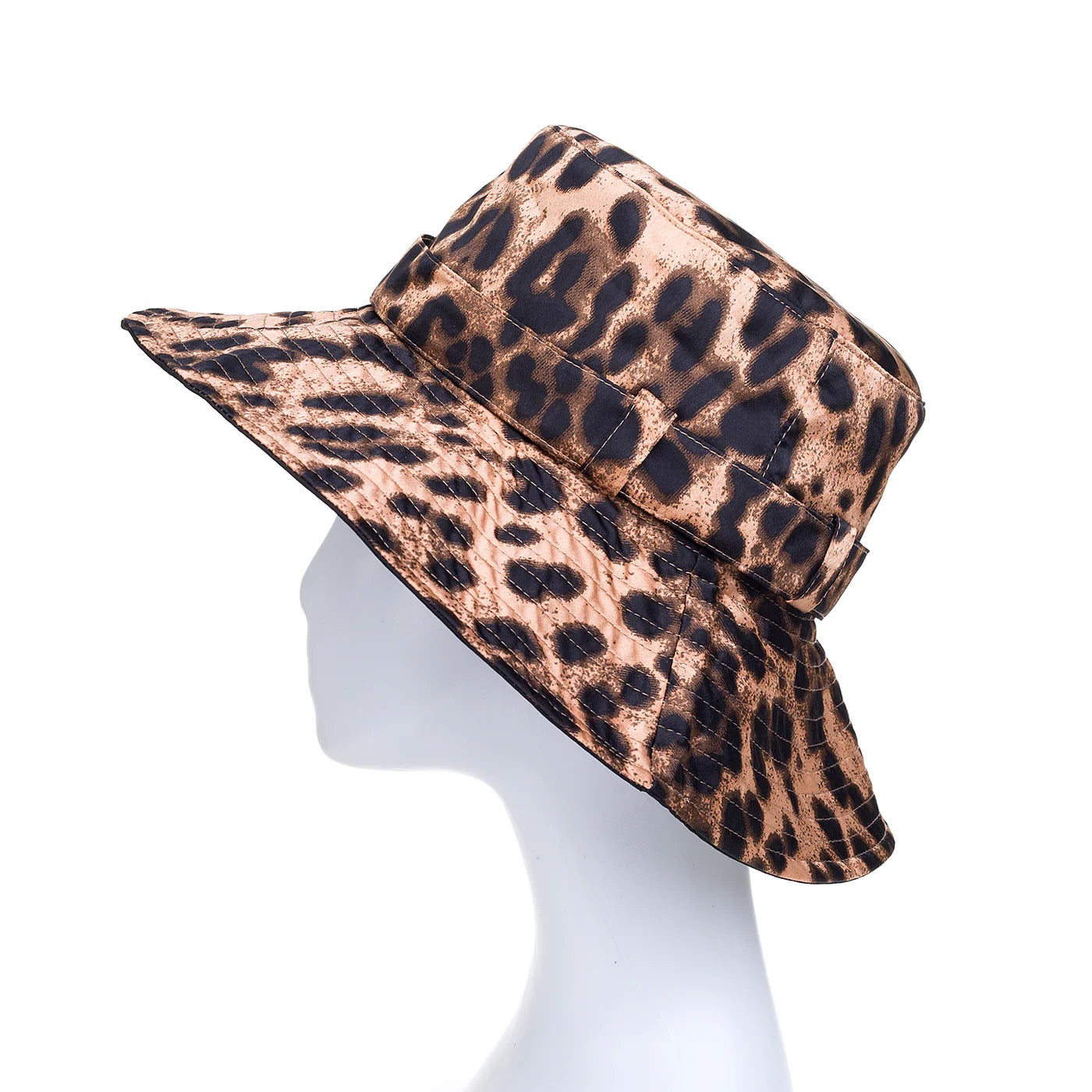 Park Lane Leopard Waterproof Bucket Hat - Latte