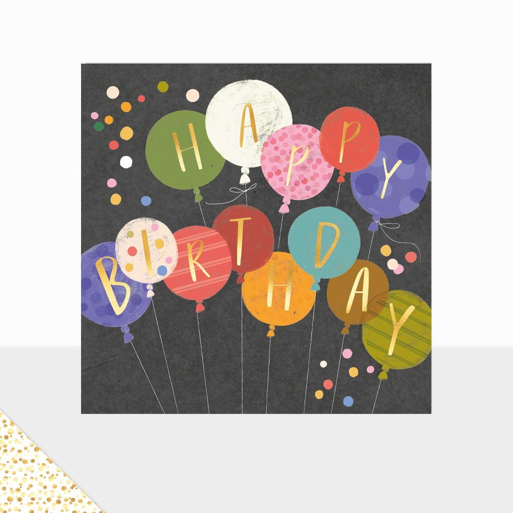 Laura Darrington Aurora Multi Coloured Balloons Happy Birthday Card