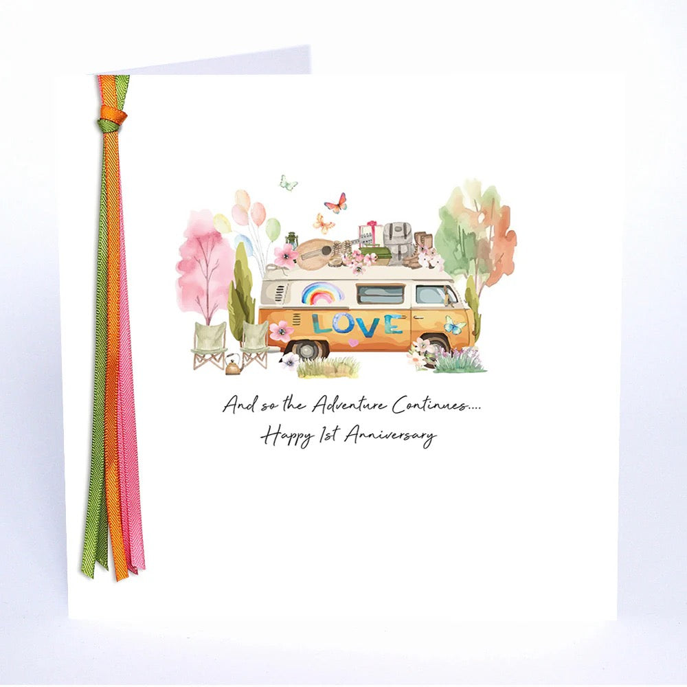 Five Dollar Shake - 1st Anniversary and so the Adventure Continues Campervan - Anniversary Card