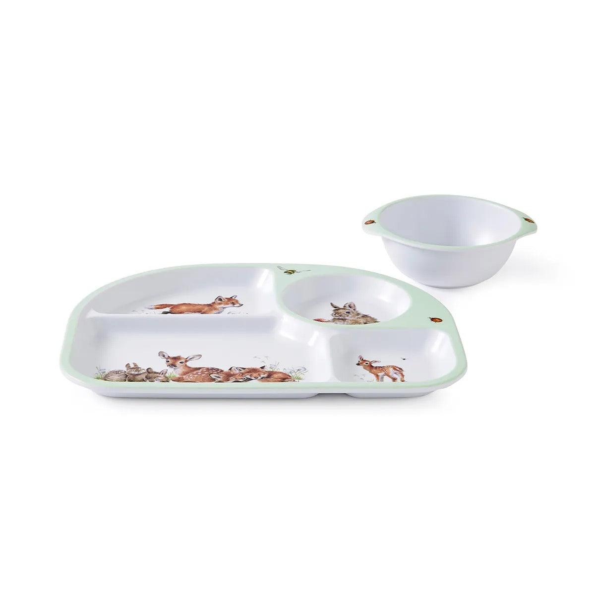 Wrendale - The Little Wren 2 Piece Melamine Divided Plate & Bowl Set