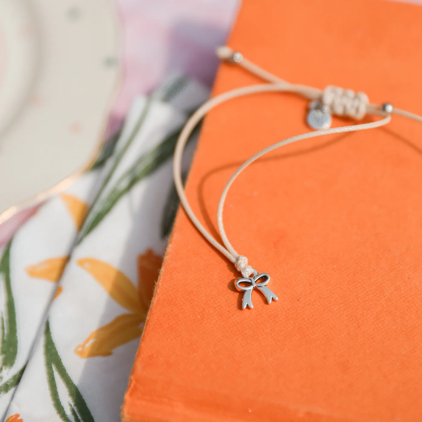 Letterbox Love - Granddaughter - Bow - Cream Cord Bracelet