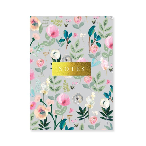Beautiful Blooms Notes Handbag Purse Pad with Pen - Floral Grey