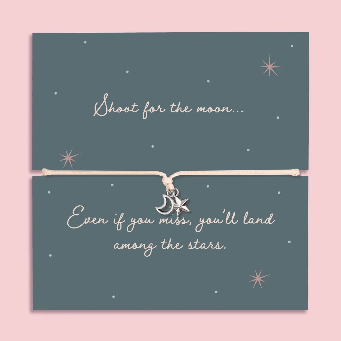 Letterbox Love - Shoot For The Moon - Star & Moon - Cream Cord Bracelet