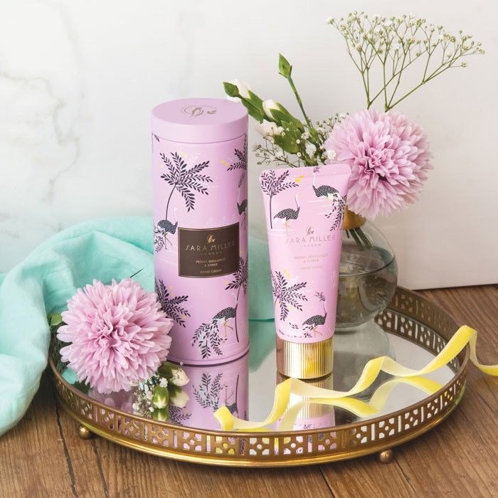 Sara Miller Savannah Hand Cream in Tin Pink (Ostrich & Palms)