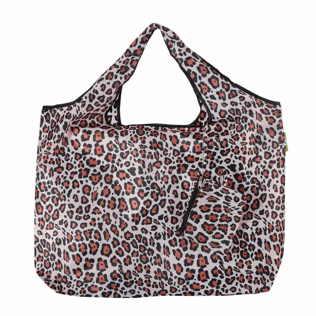 Eco Chic NEW Large Foldable Recycled Shopping Bag - Leopard - Beige