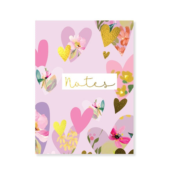 Beautiful Blooms Notes Handbag Purse Pad with Pen - Hearts Pink