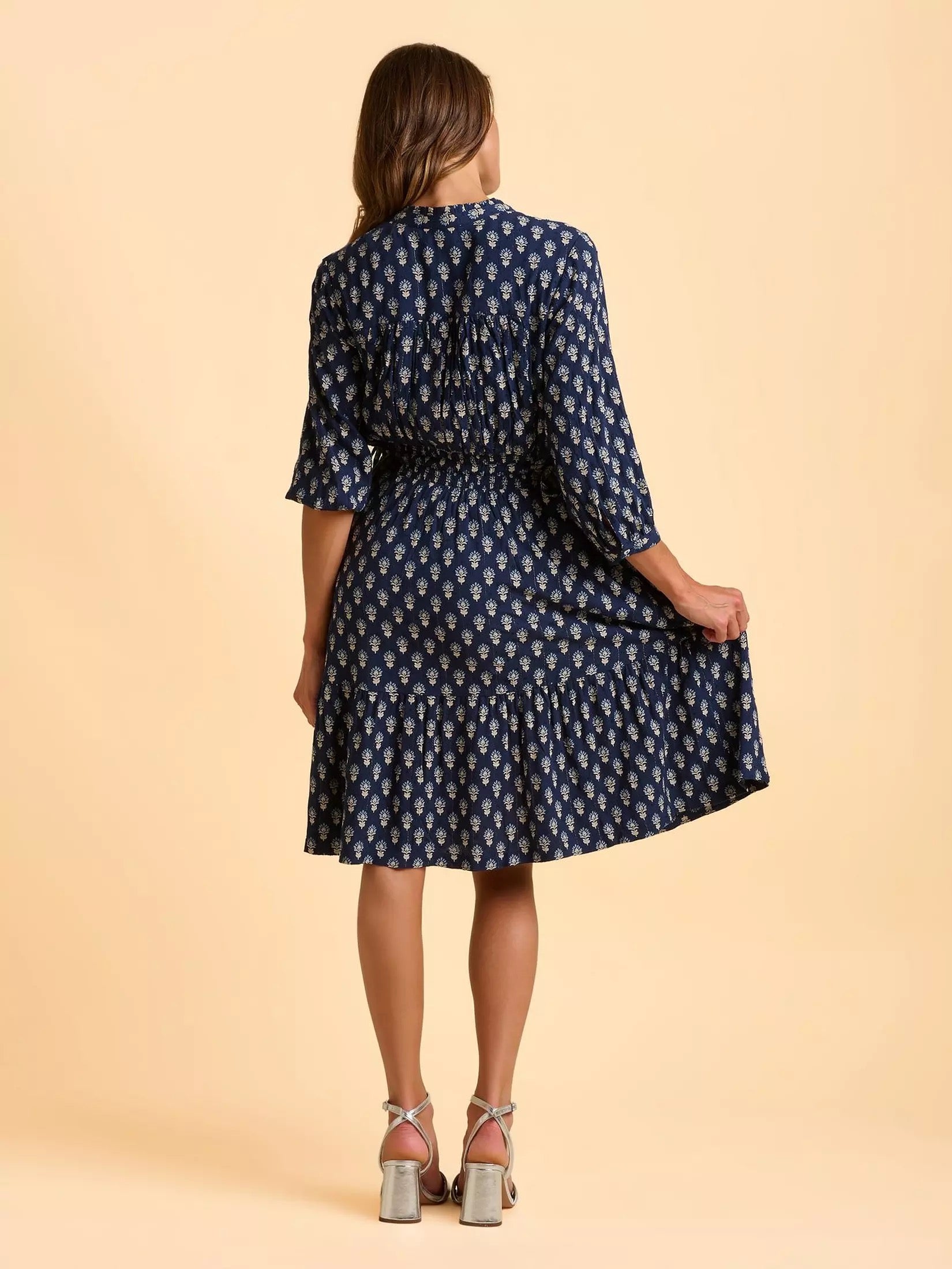 Brakeburn Alpine Print Knee Length Dress - Navy