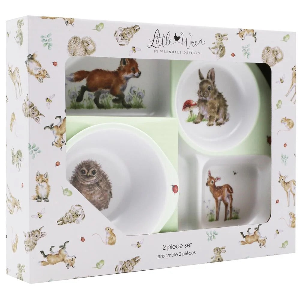 Wrendale - The Little Wren 2 Piece Melamine Divided Plate & Bowl Set