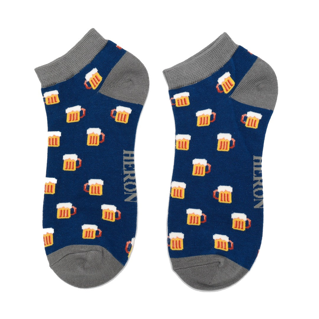 Mr Sparrow MENS Bamboo Trainer Socks - Beer - Navy Blue
