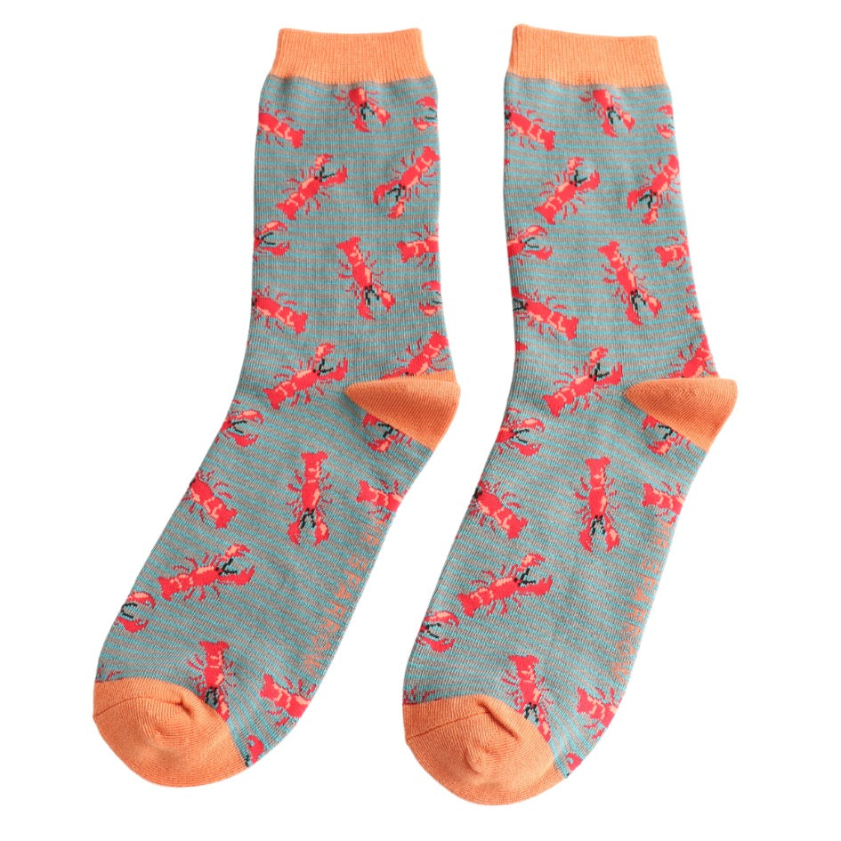 Mr Sparrow MENS Bamboo Ankle Socks - Lobsters - Grey