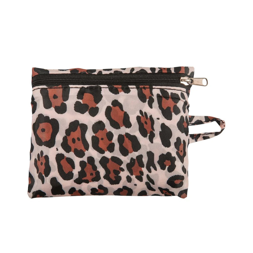 Eco Chic NEW Large Foldable Recycled Shopping Bag - Leopard - Beige