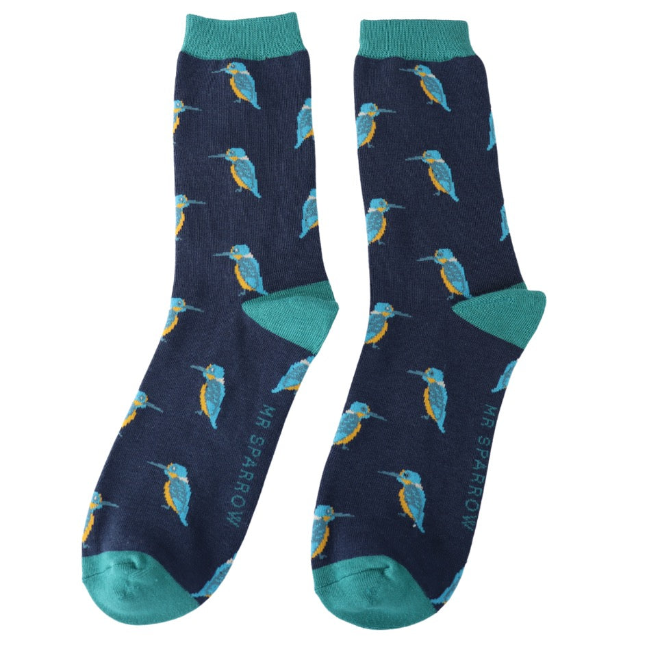 Mr Sparrow MENS Bamboo Ankle Socks - Kingfishers - Navy