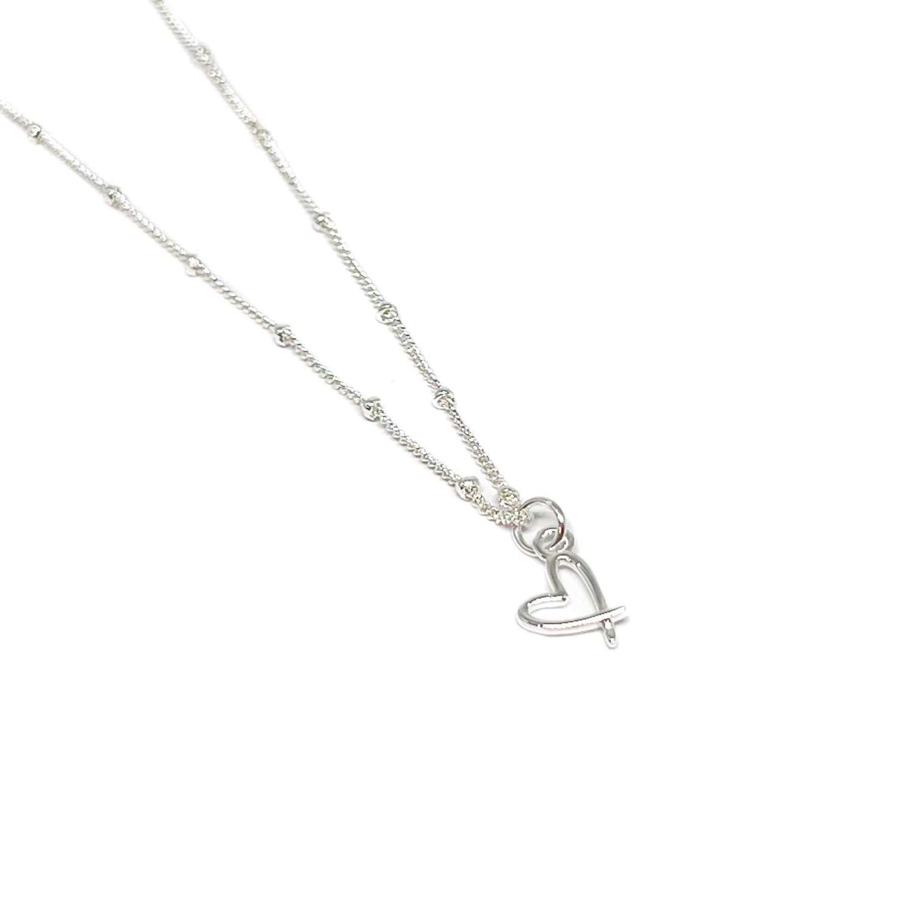 Cora Heart Charm Necklace - Silver - Clementine Jewellery
