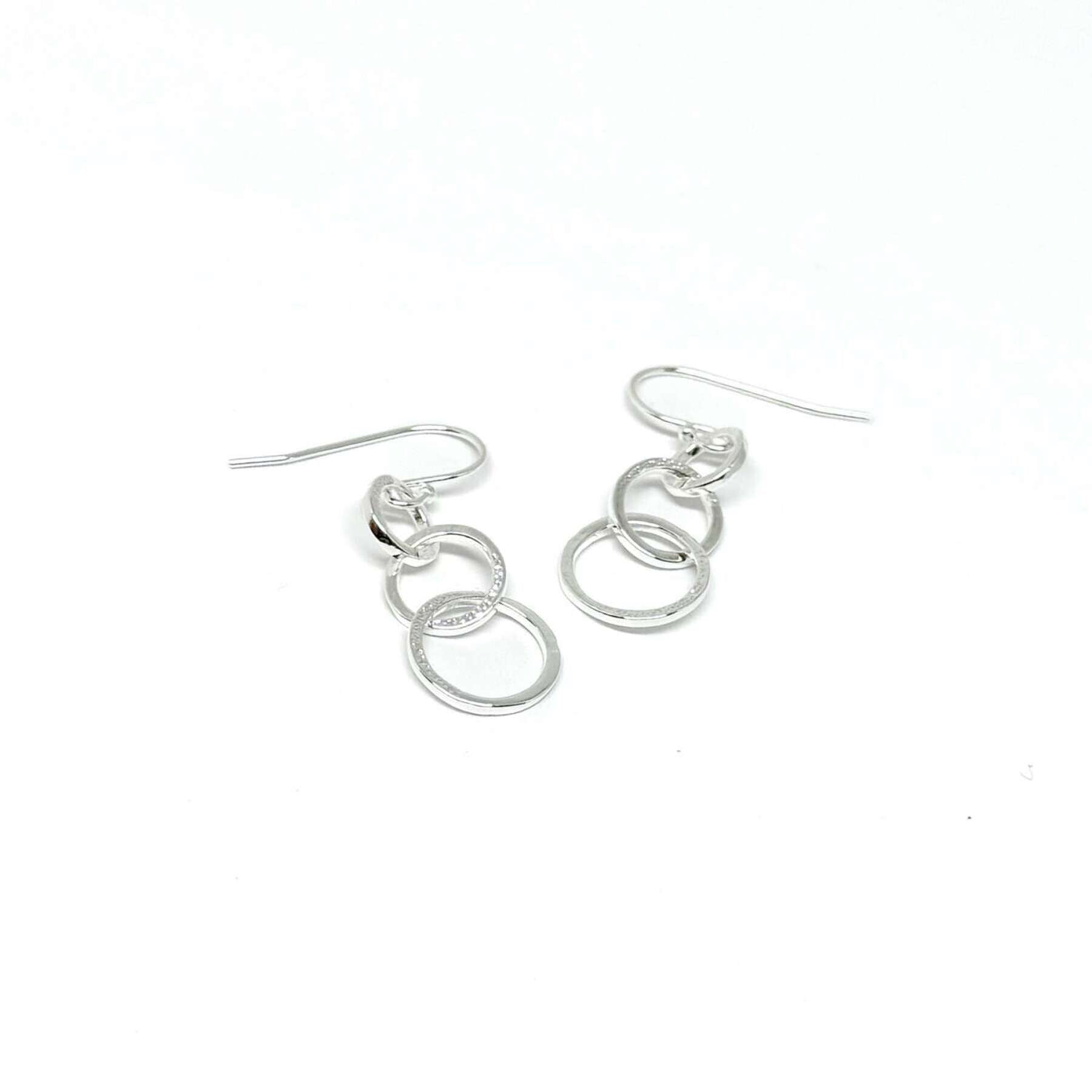 Aspen Circle Dangly Earrings - Silver - Clementine Jewellery