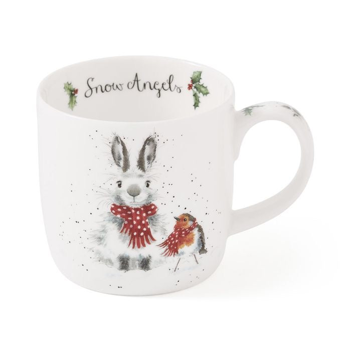 Wrendale 'Snow Angel' Rabbit & Robin Medium Mug