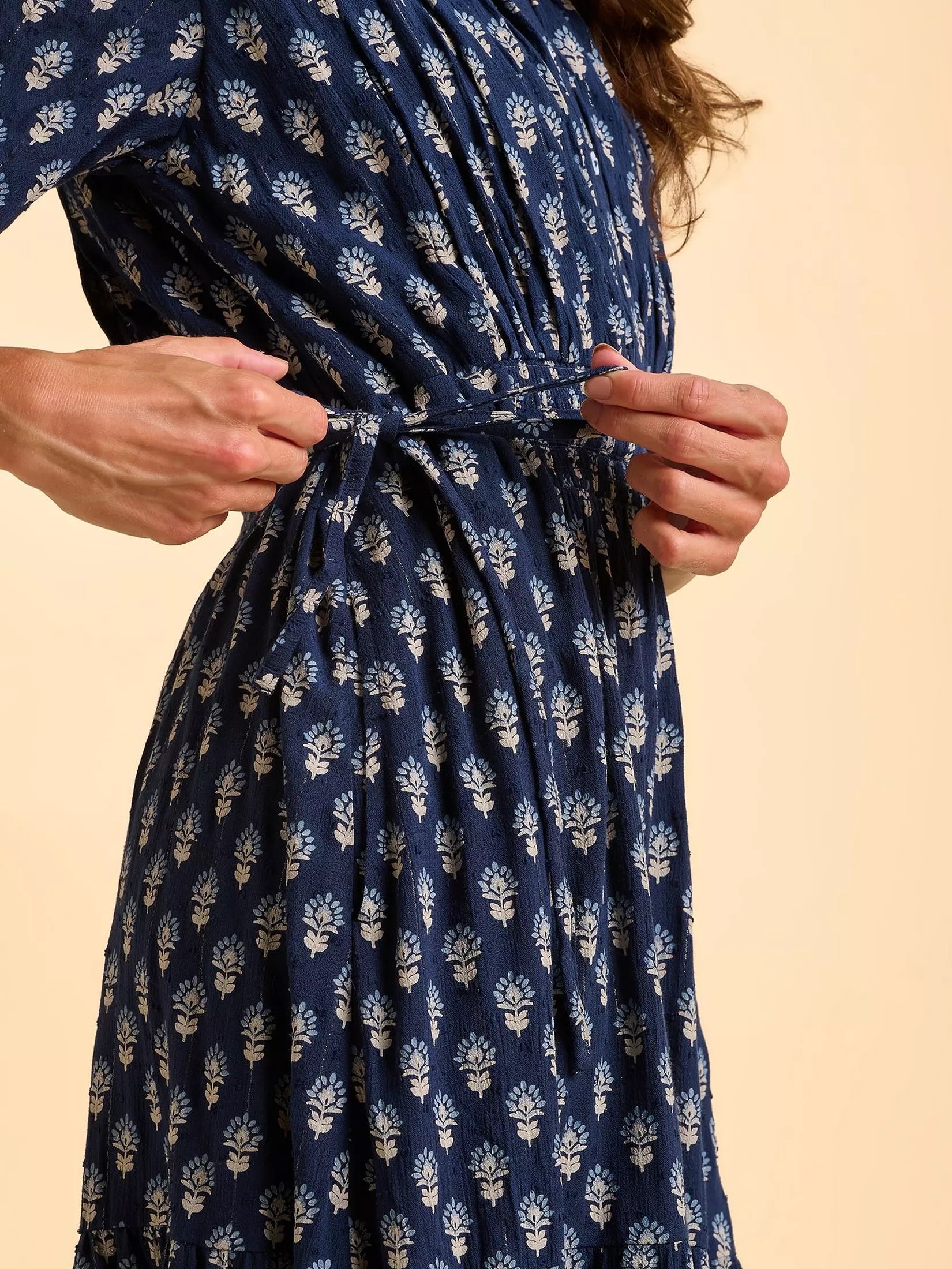 Brakeburn Alpine Print Knee Length Dress - Navy