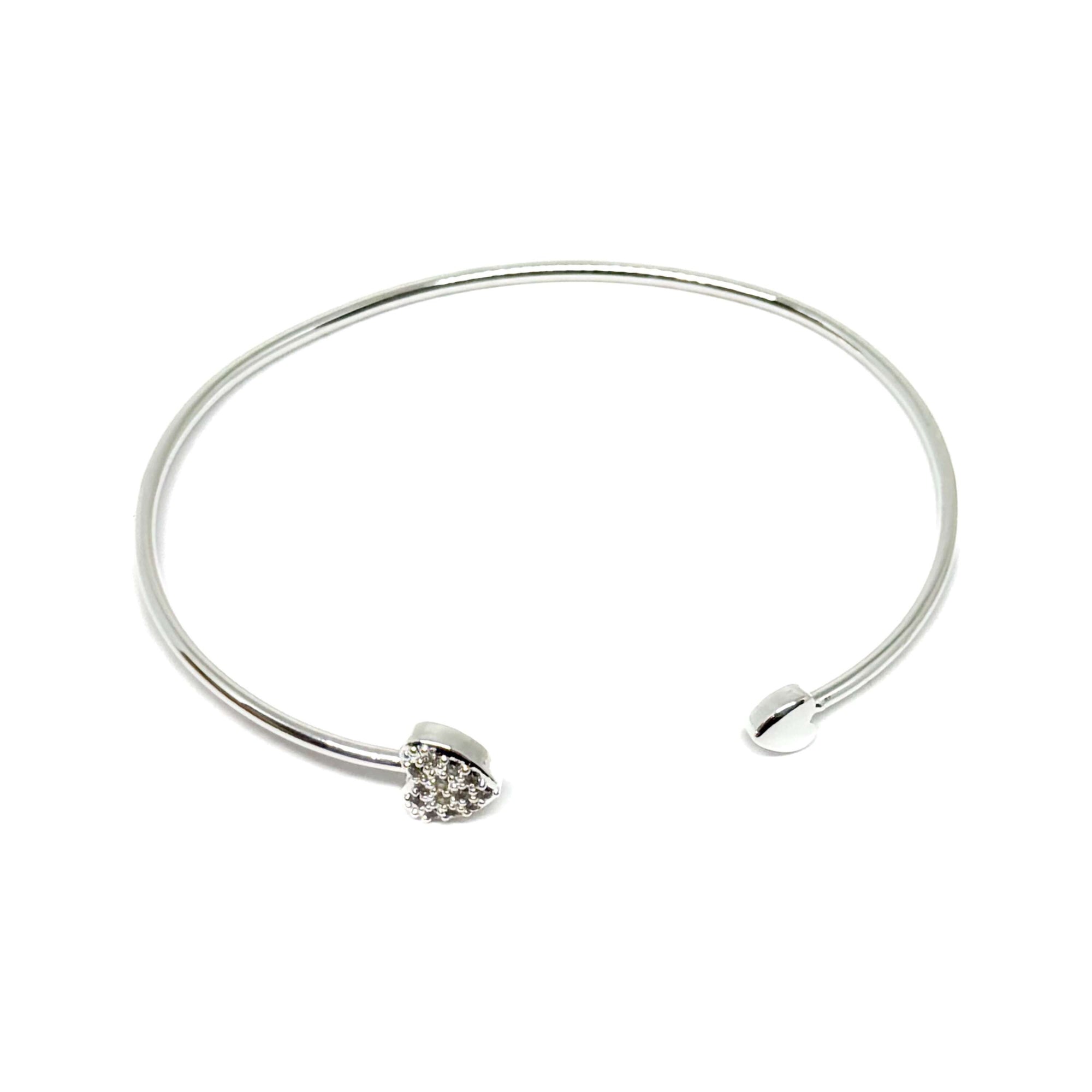 Ruby Heart Bangle - Silver - Clementine Jewellery