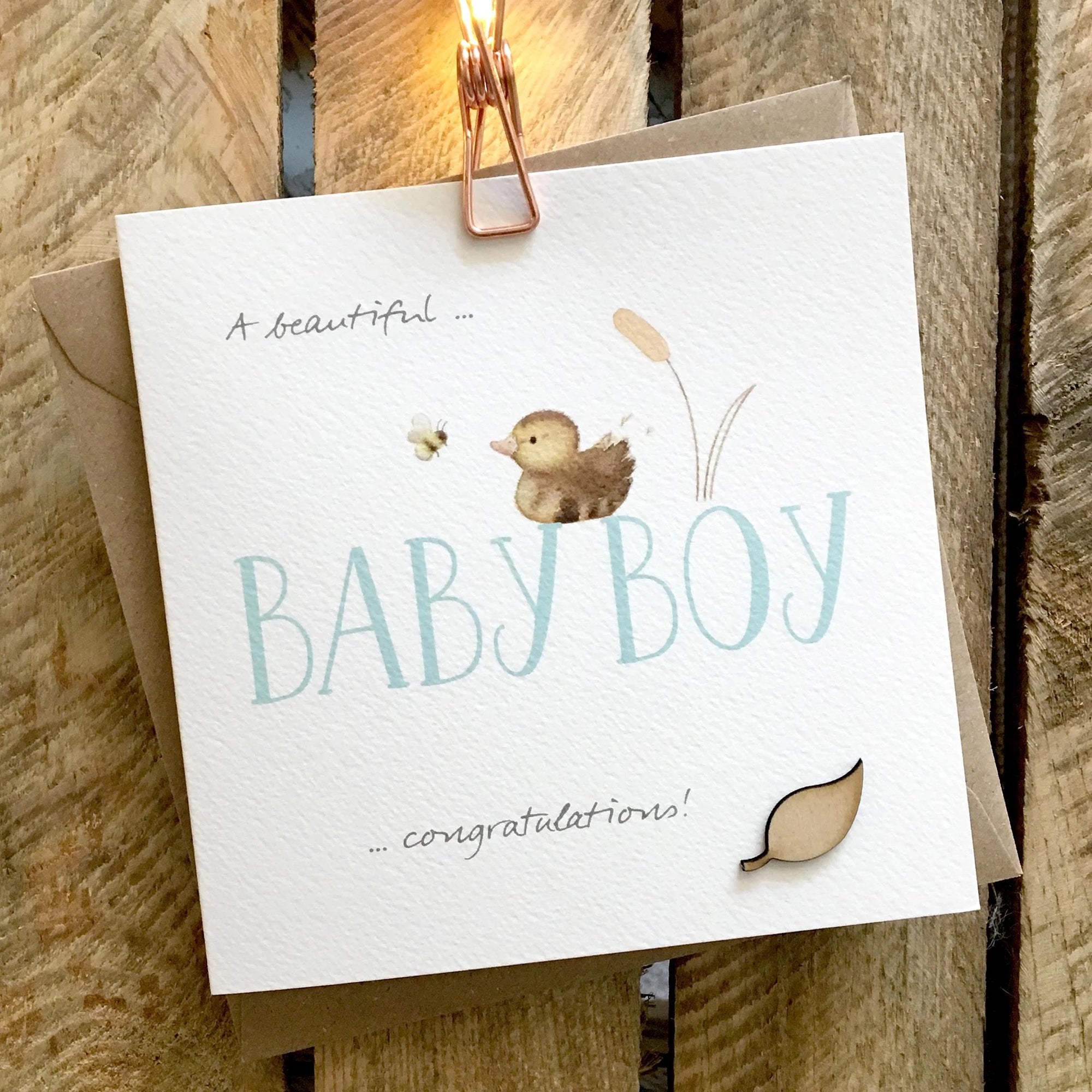 Baby Boy Congratulations Duck Card - Ginger Betty