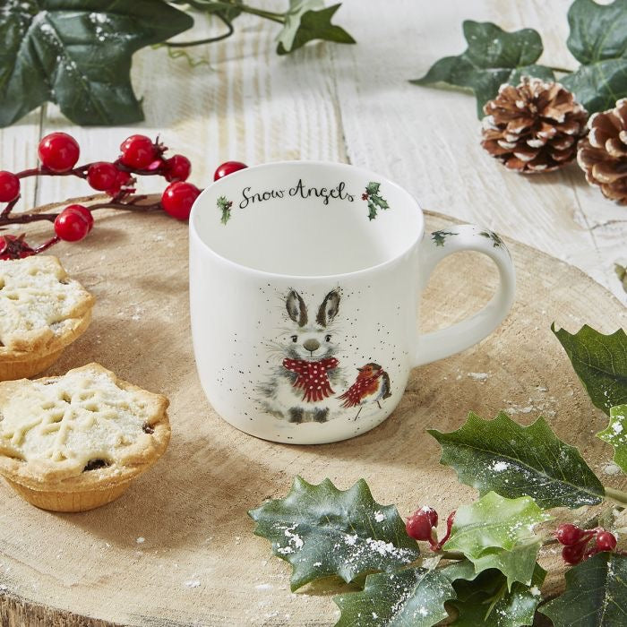 Wrendale 'Snow Angel' Rabbit & Robin Medium Mug