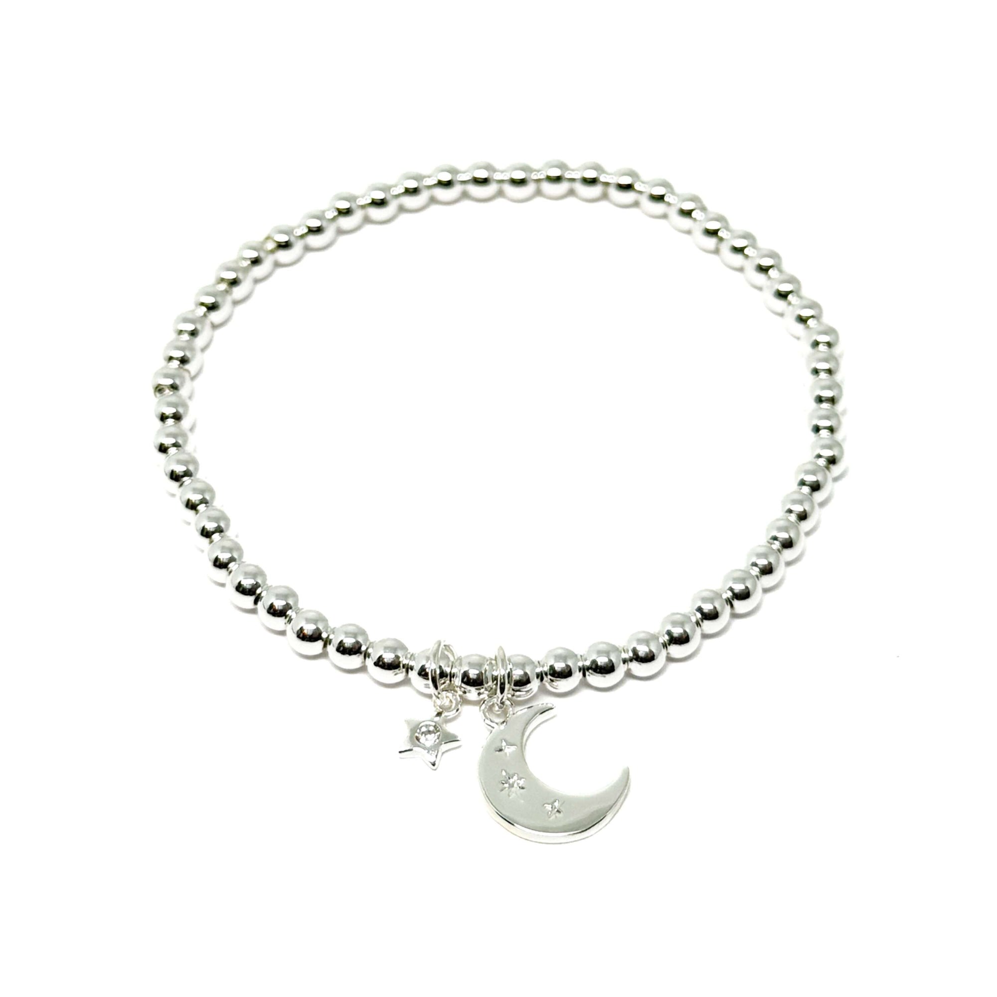 Harwin Moon & Star Bracelet - Silver- Clementine Jewellery