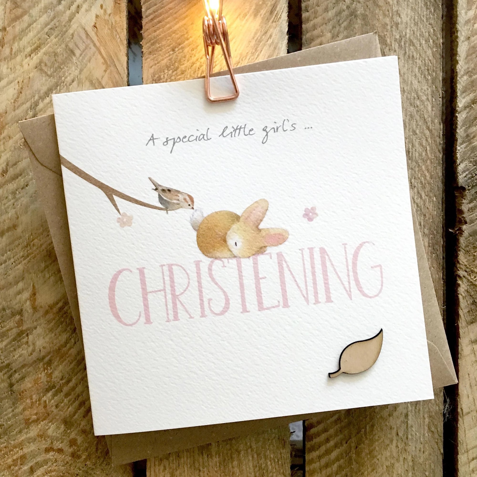 Special Little Girl's Christening Bunny Card - Ginger Betty