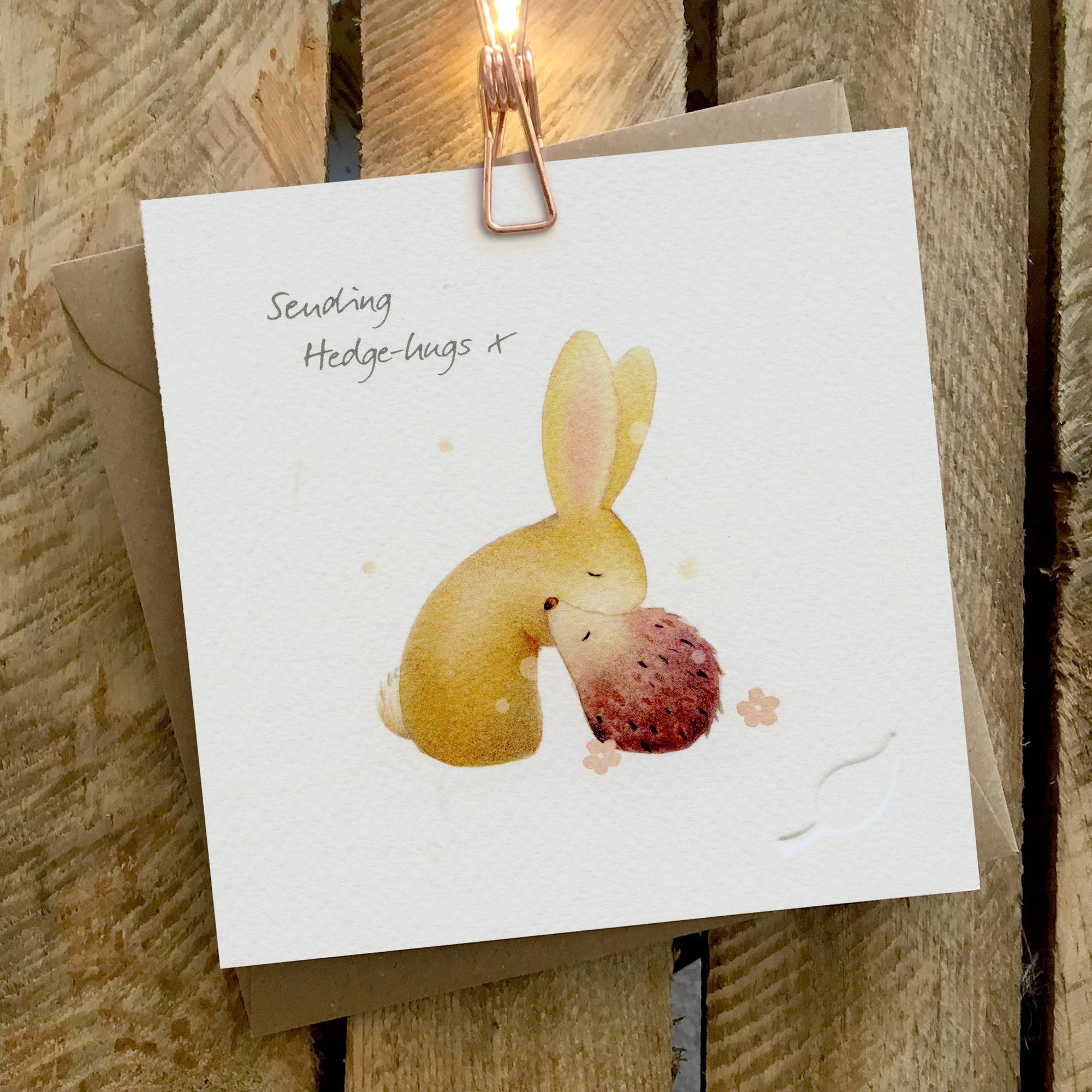 Sending Hedge-Hugs Bunny & Hedgehog Blank Card - Ginger Betty