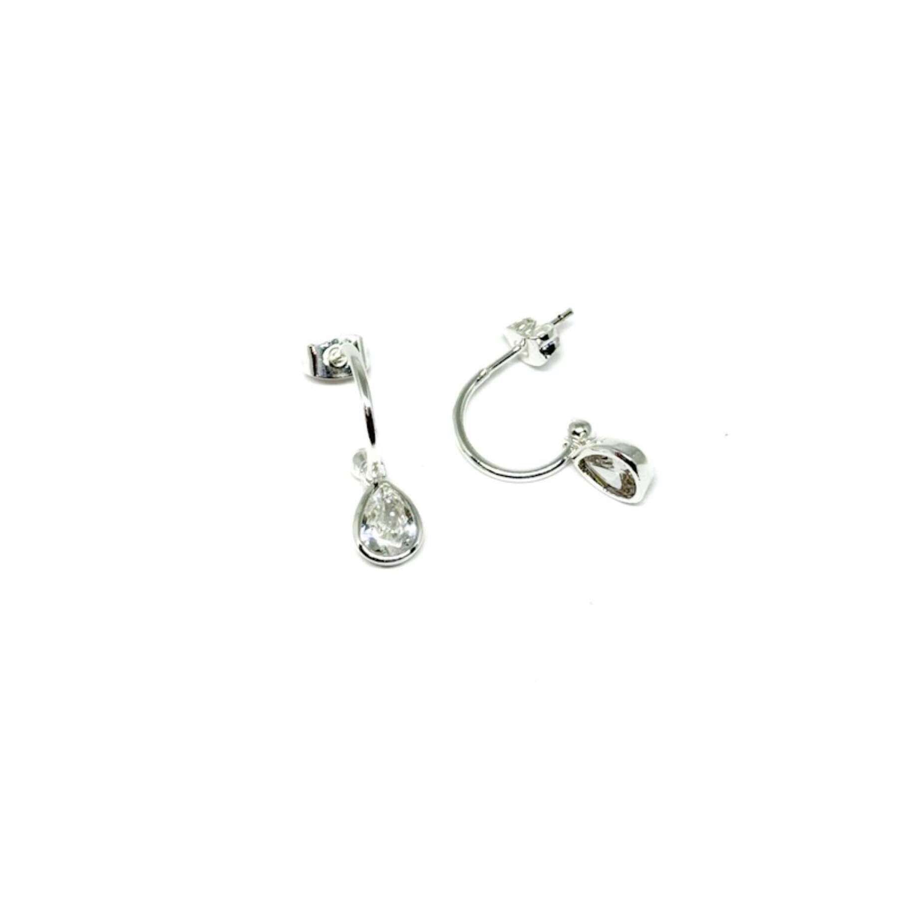 Perdita Teardrop Crystal Hoop Earrings - Silver - Clementine Jewellery