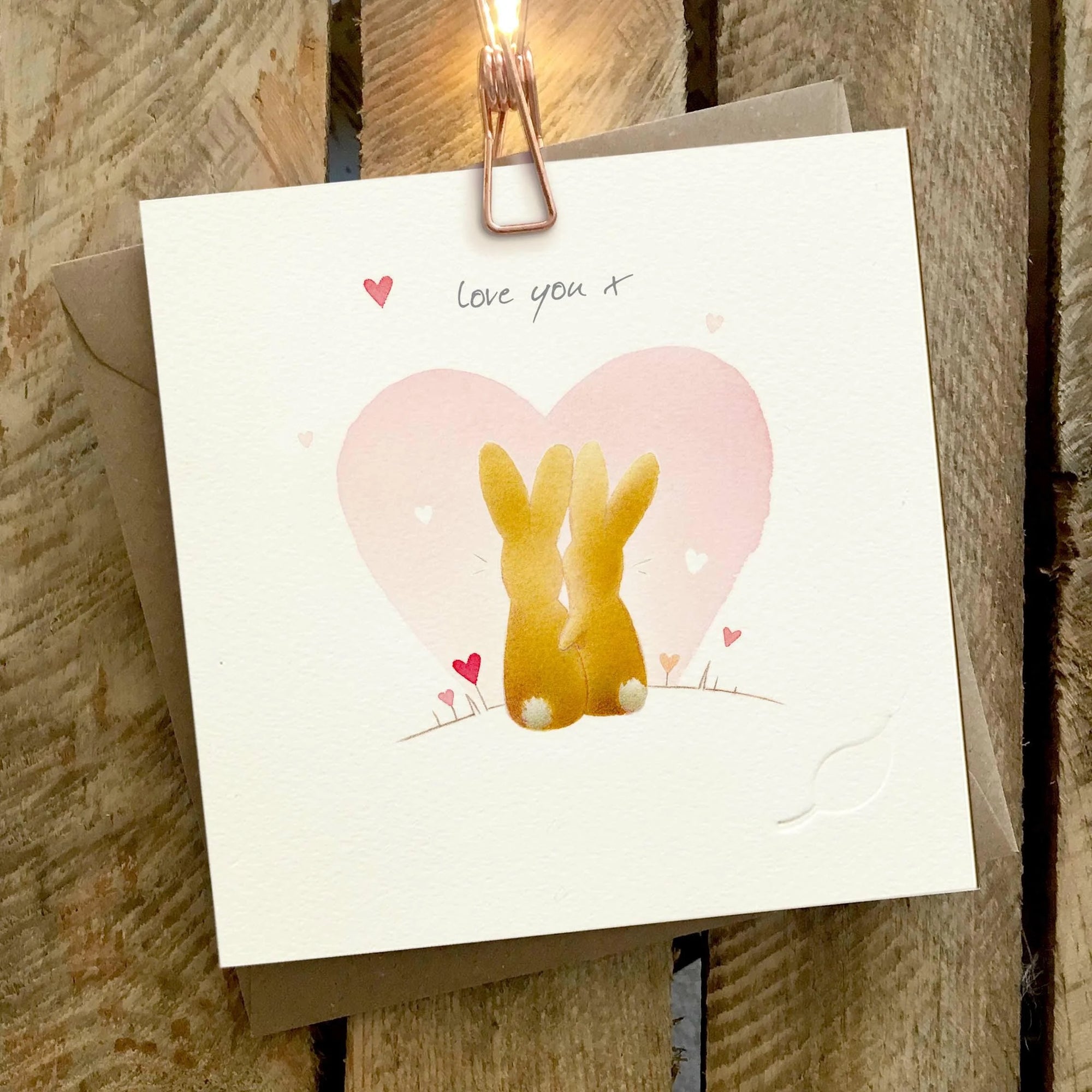 Love You 2 Bunnies Blank Card - Ginger Betty