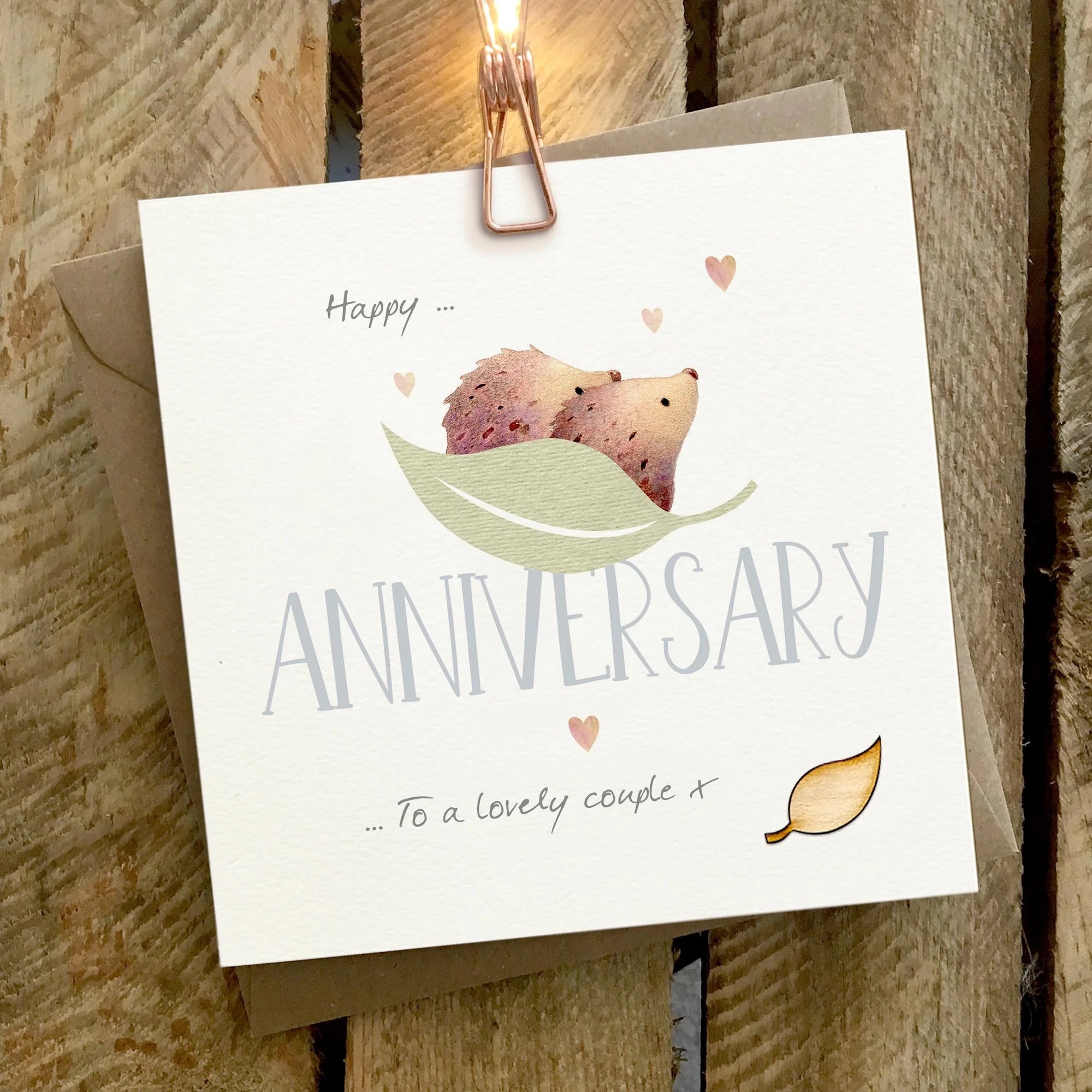 Happy Anniversary to a Lovely Couple Hedgehogs Card - Ginger Betty