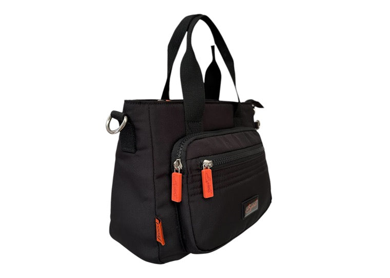 Spirit Westerleigh Eco Lightweight Grab/Multiway Handbag - Black/Orange