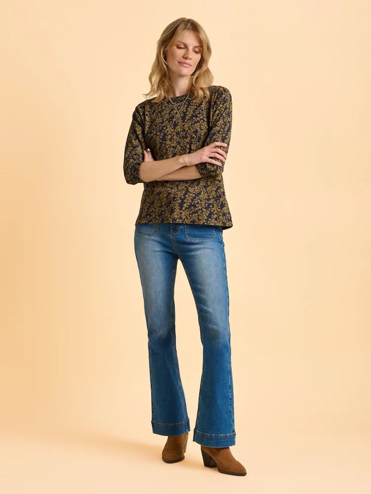 Brakeburn Brielle Long Sleeve T-Shirt Top - Navy