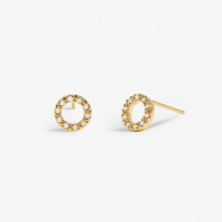 Joma Jewellery - Mini Charms - Gold Pave Circle Stud Earrings
