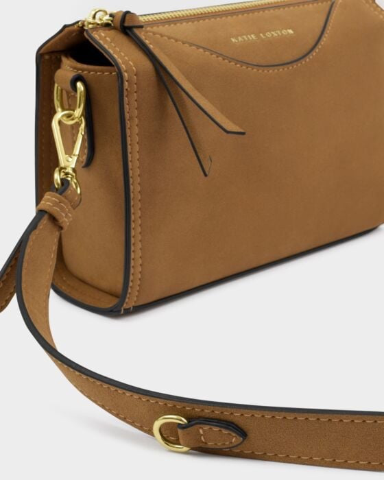 Katie Loxton Alba Faux Suedette Crossbody Handbag - Caramel Suede