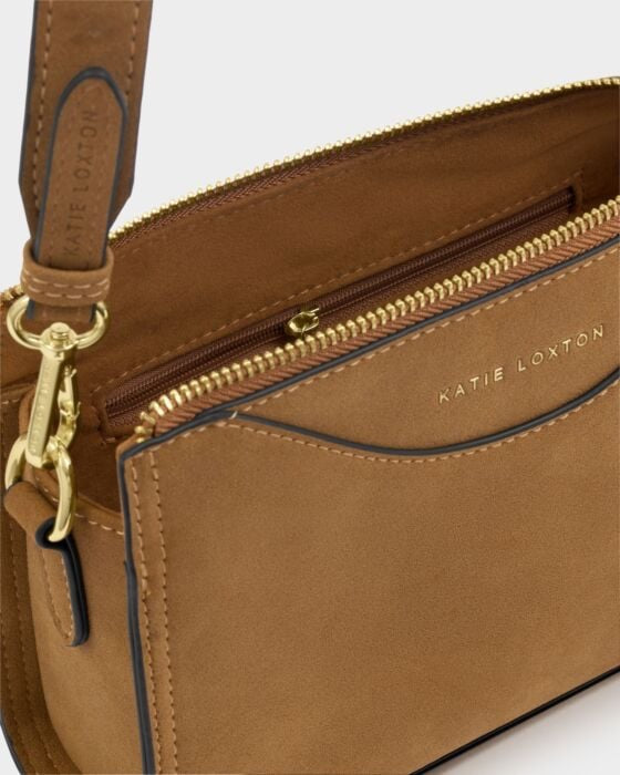 Katie Loxton Alba Faux Suedette Crossbody Handbag - Caramel Suede