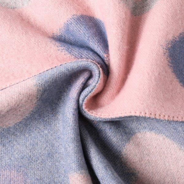 Pink & Soft Lilac - Retro Heart - Reversible Tassel Scarf - Cashmere Blend