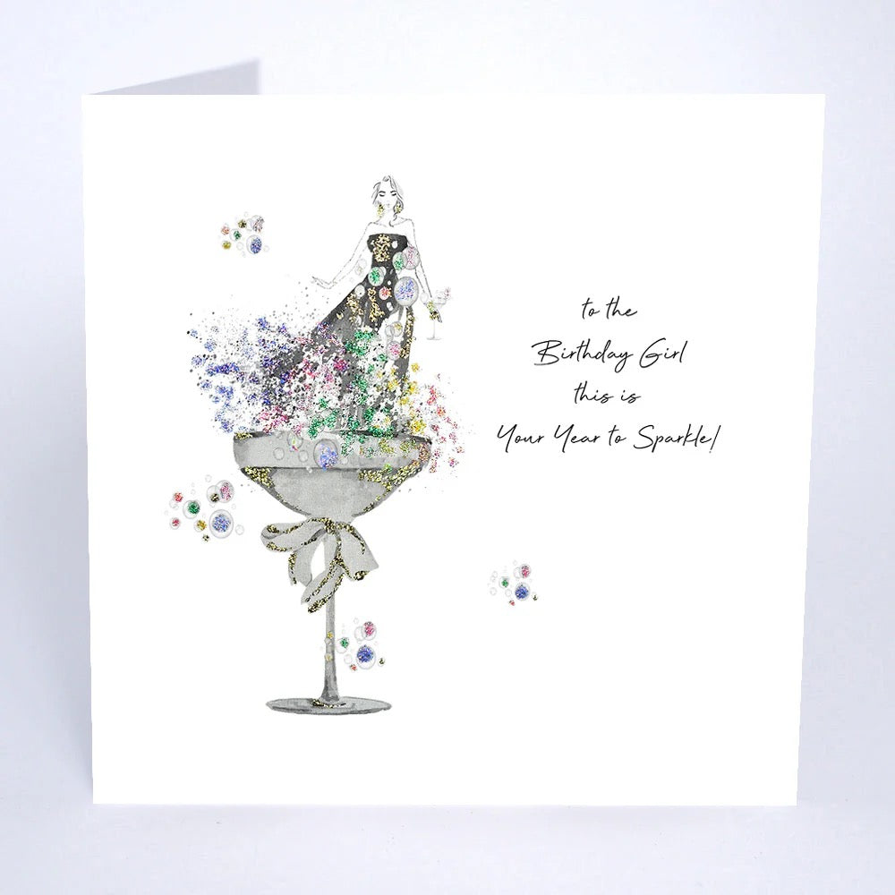 Five Dollar Shake - Birthday Girl...This is Your Year to Sparkle - Lady in Glass Card