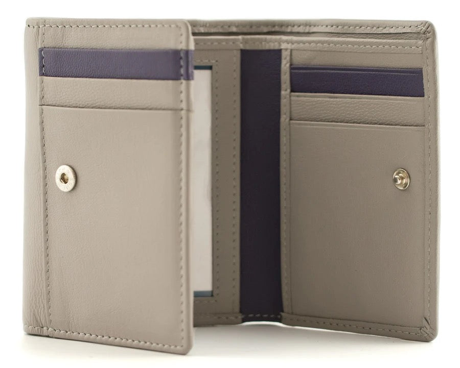 Mala Leather Bee & Blossom Tri-Fold Purse - Grey