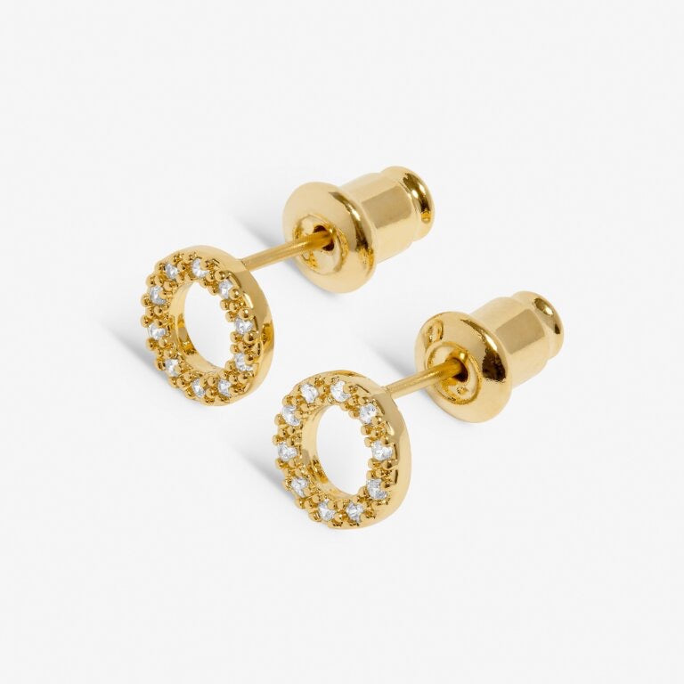 Joma Jewellery - Mini Charms - Gold Pave Circle Stud Earrings