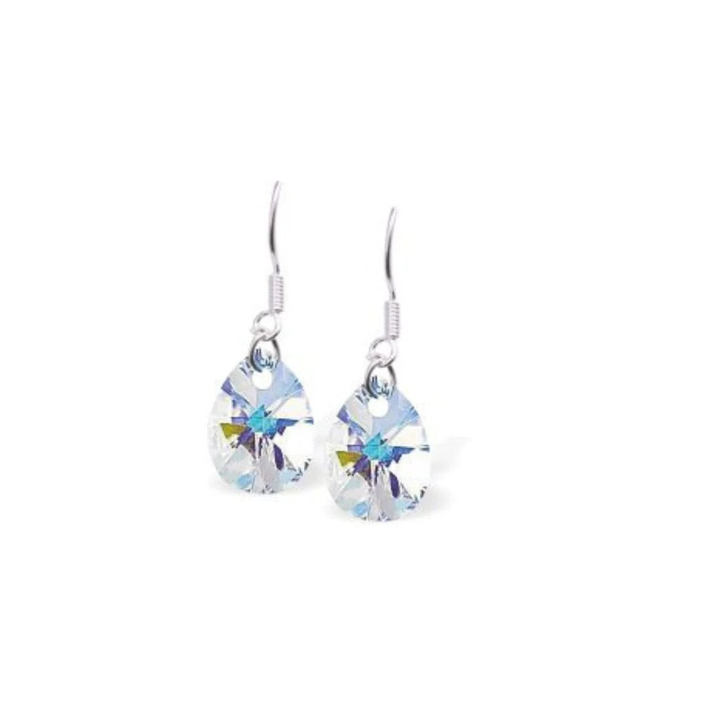 Byzantium Austrian Crystal Drop Earrings - Peardrop - AB Crystal