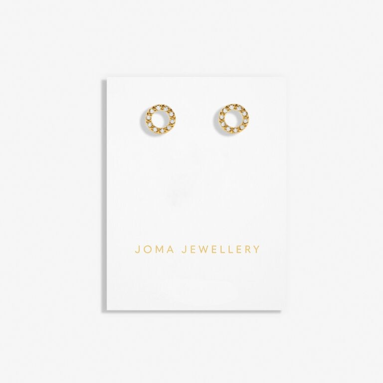 Joma Jewellery - Mini Charms - Gold Pave Circle Stud Earrings
