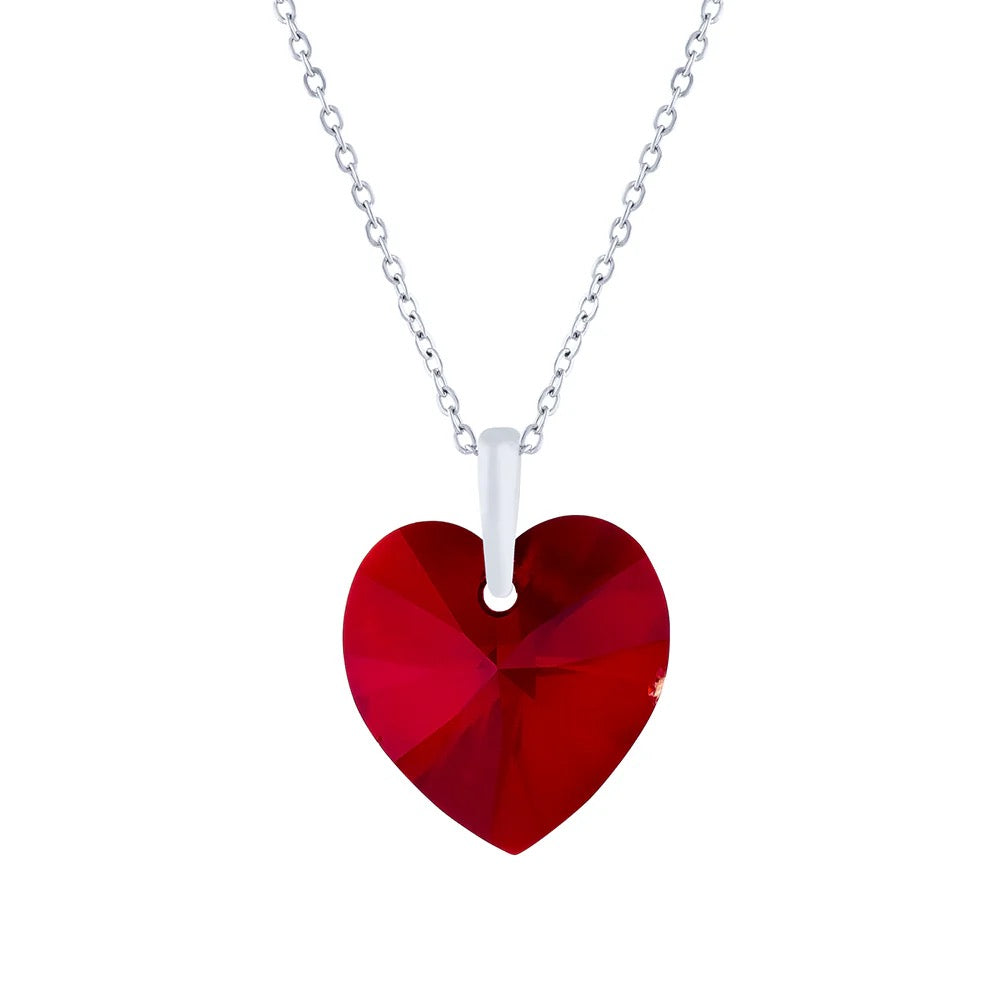 Byzantium Austrian Crystal Pendant - Heart - Siam Red